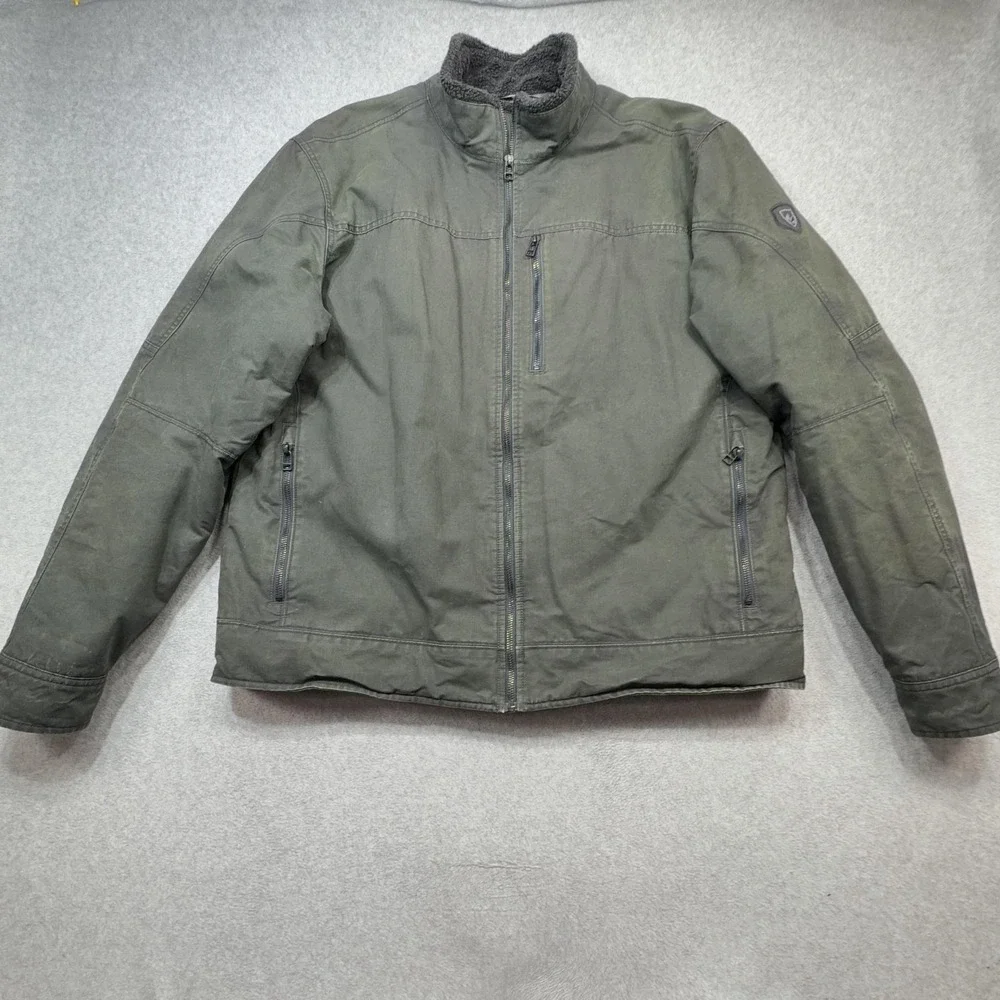 Kuhl Burr Insulated Jacket Mens XXL Green Canvas Quilted Zip Outdoor Hiking 1207